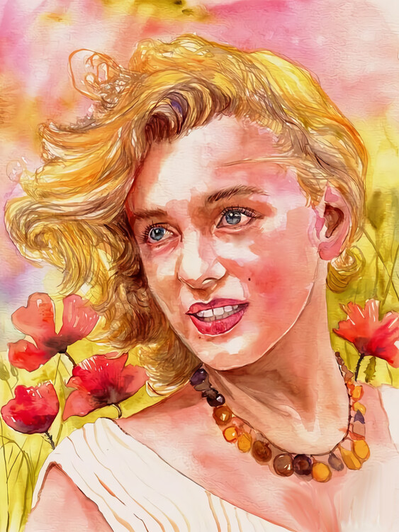 Poster Monroe with poppies