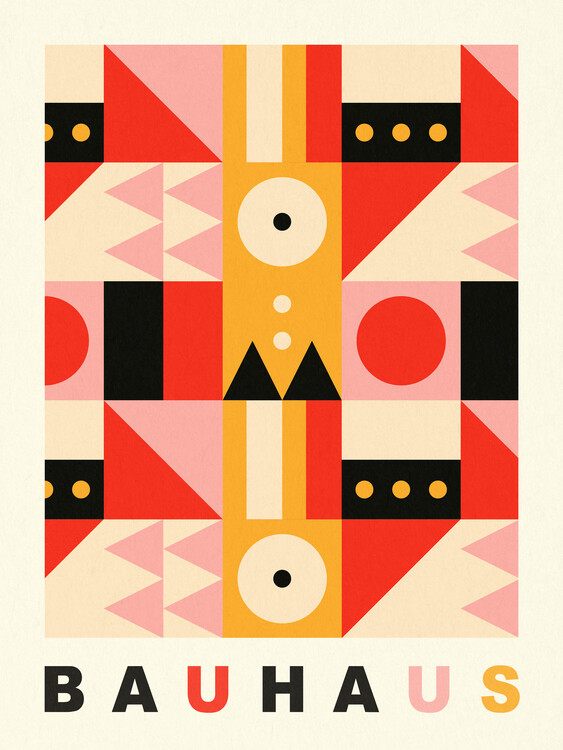 Plakat Original Bauhaus (No.2) in Pink & Red