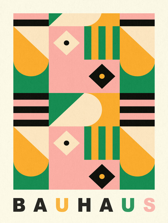 Plakat Original Bauhaus (No.5) in Green & Pink