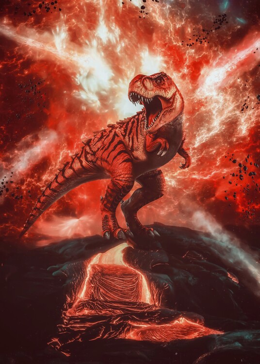 Poster Volcanic Eruption T-Rex end of Dinosaurs
