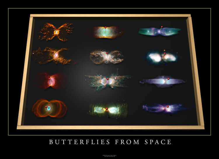 Juliste Butterflies from Space, Solar System, Space, Galaxy, Nasa, ESA, Hubble