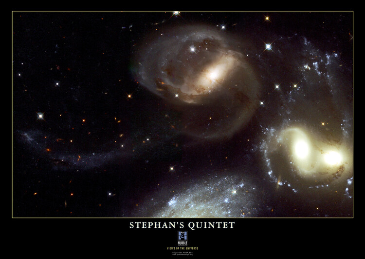 Juliste Stephan's Quintet, Solar System, Space, Galaxy, Nasa, ESA, Hubble