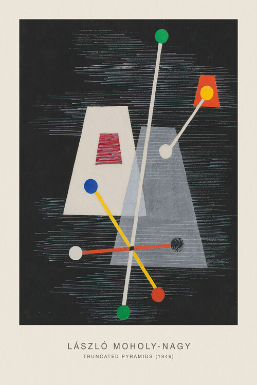 Poster Truncated Pyramids (Original Bauhaus in Black, 1946) - Laszlo / László Maholy-Nagy