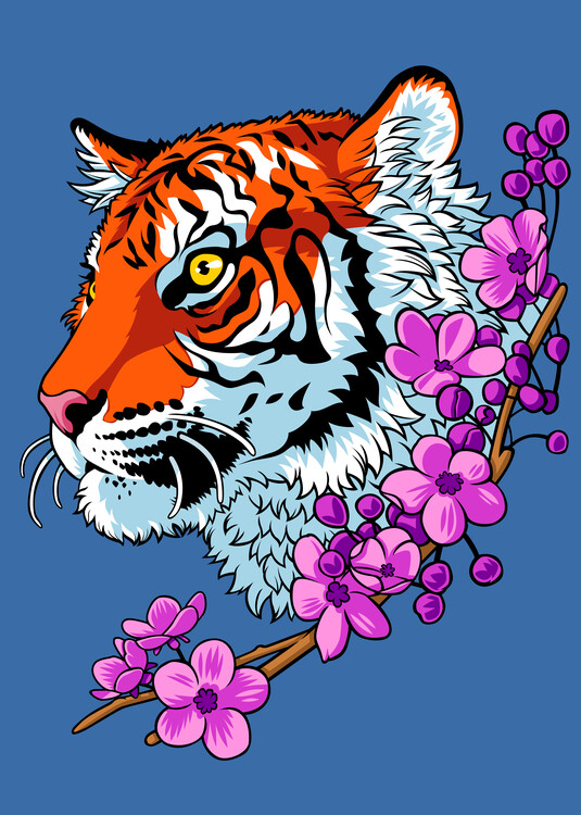 Плакат Tattoo flower tiger