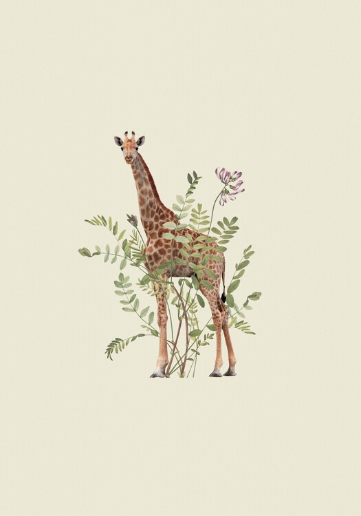 Poster Floral Giraffe