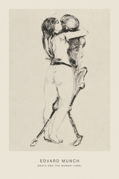 Póster Death & The Woman, She Danced with Death (Dark / Gothic / Halloween Sketch) - Edvard Munch