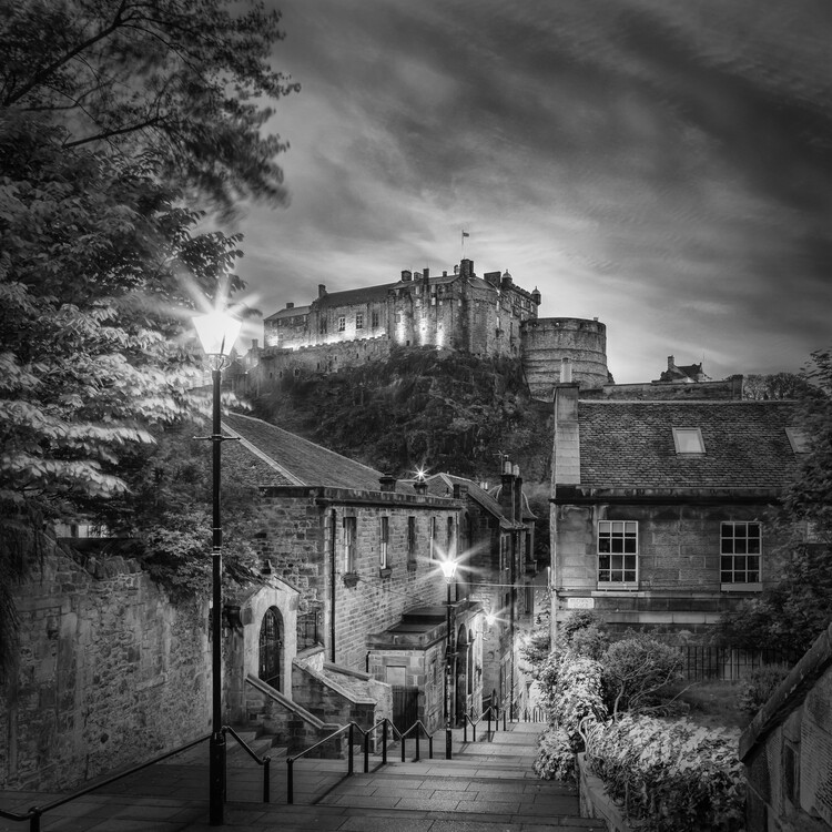 Plakát Edinburgh Castle nightscape - Monochrome
