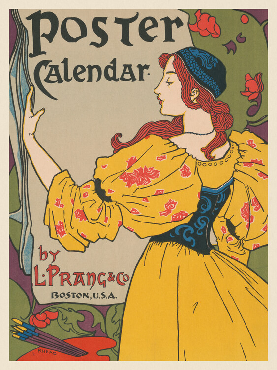 Poster Poster Calender (Vintage Ad with Beautiful Girl) - Louis Rhead