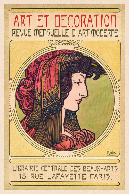 Poster Art Nouveau Lady Exhibition (Vintage Portraits of Beautiful Women / Set of 8) No.2 - Alphonse / Alfons Mucha
