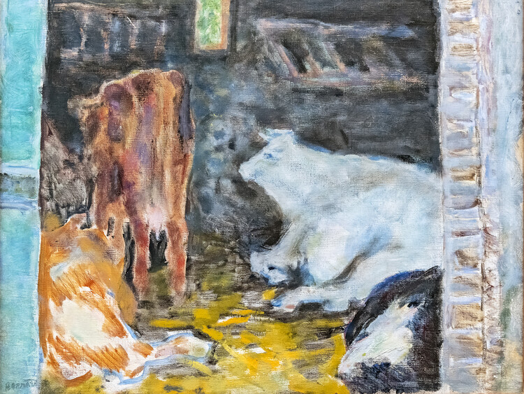 Poster The Cows in the Barn (Vintage Farm Animals Painting) - Pierre Bonnard