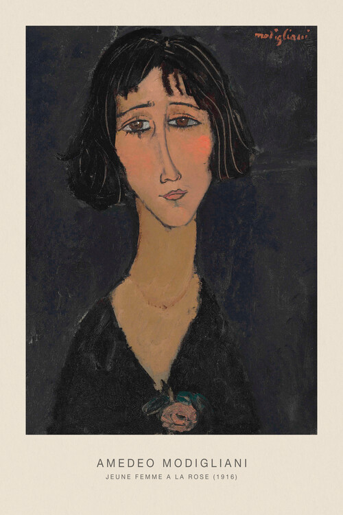 Poster Jeune femme a la rose, Margherita (Portrait of a Beautiful Girl) - Amedeo Modigliani
