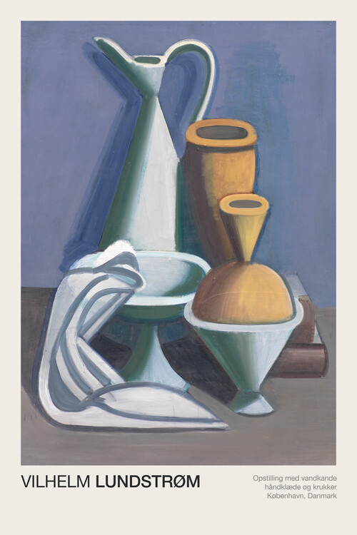 Plakát Still Life with watering can, towel and jars (Abstract Kitchen Painting) - Vilhelm Lundstrøm