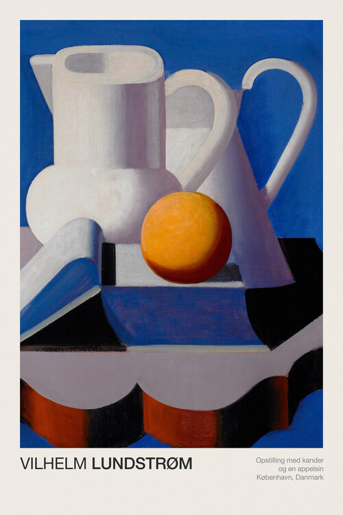 Plakát Still Life with Pitchers & an Orange (Abstract Kitchen Painting) - Vilhelm Lundstrøm