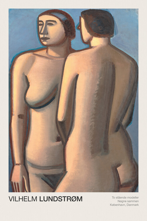 Plakát Two Standing Female Models in the Nude (Vintage Abstract Naked Ladies) - Vilhelm Lundstrøm