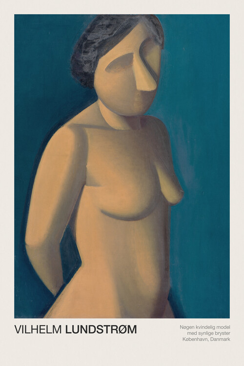 Plakát Nude Female Model with Exposed Breasts (Naked Lady Painting) - Vilhelm Lundstrøm