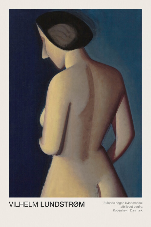 Plakát Standing Female Model, in the Nude (Naked Lady Painting) Pictured from Behind - Vilhelm Lundstrøm