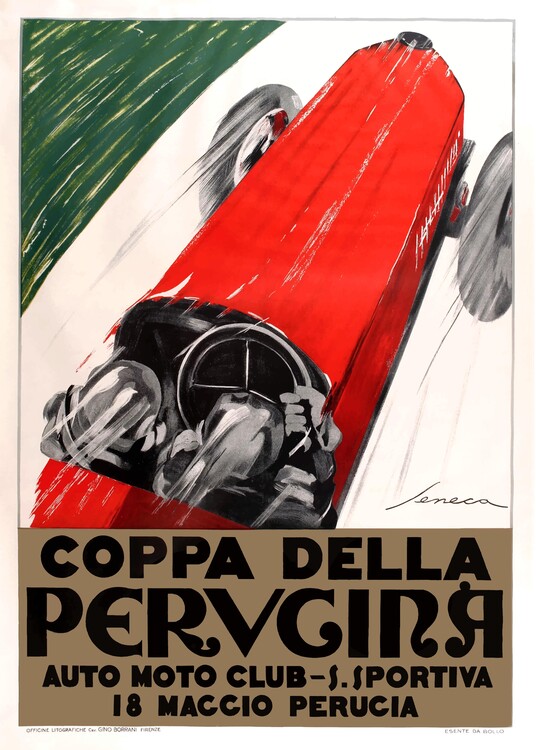Poster 1925 Italy Coppa Della Perugina Automobile Race