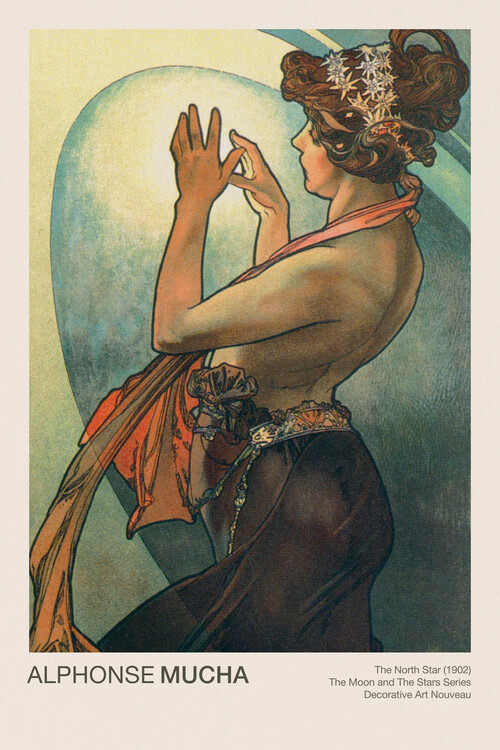 Плакат The North Star (Celestial Art Nouveau / Beautiful Female Portrait) - Alphonse / Alfons Mucha