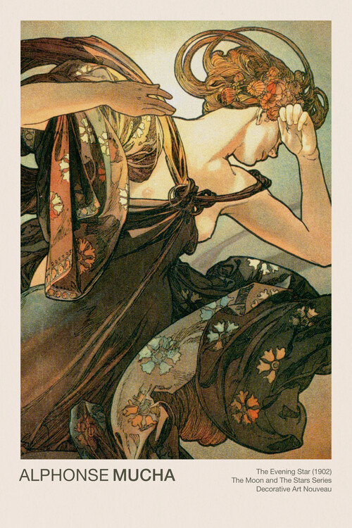 Plakát The Evening Star (Celestial Art Nouveau / Beautiful Female Portrait) - Alphonse / Alfons Mucha
