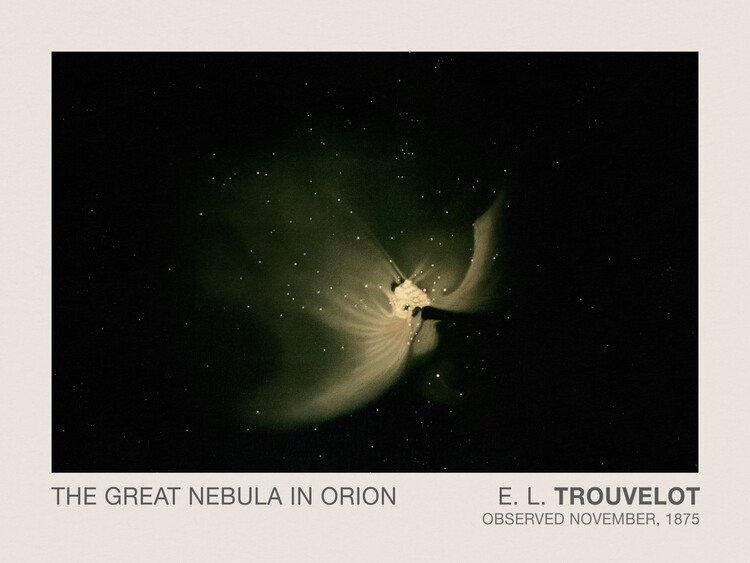 Obraz na plátně The Great Nebula in Orion (Stargazing / Vintage Space Station / Astronomy / Celestial Science Poster) - E. L. Trouvelot