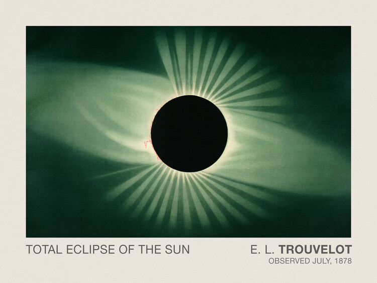 Plagát Total Eclipse of the Sun (Stargazing / Vintage Space Station / Astronomy / Celestial Science Poster) - E. L. Trouvelot