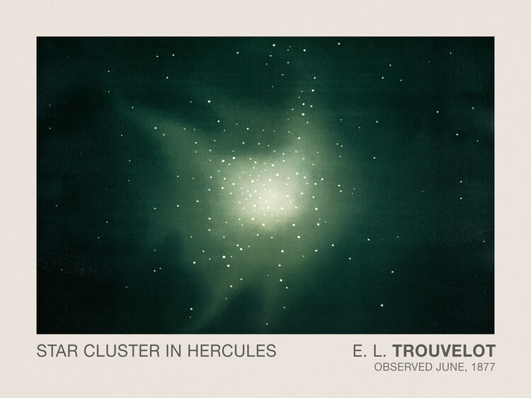 Slika na platnu Star Cluster in Hercules (Stargazing / Vintage Space Station / Astronomy / Celestial Science Poster) - E. L. Trouvelot