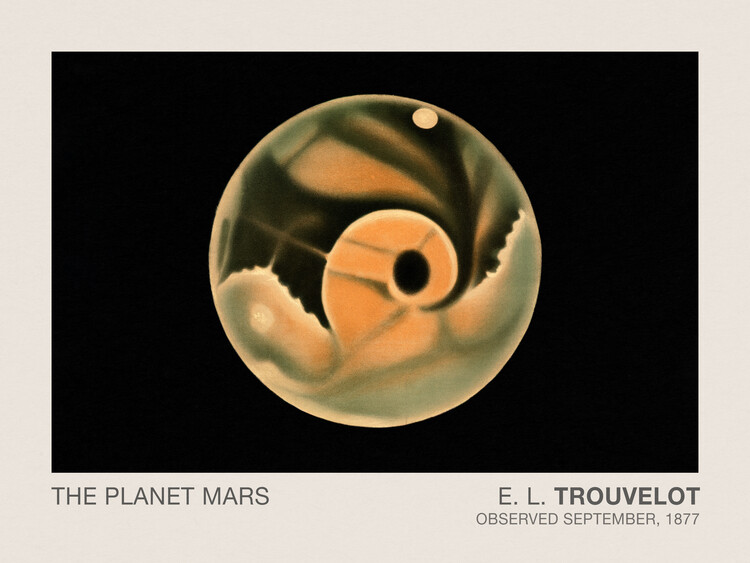 Plagát The Planet Mars (Stargazing / Vintage Space Station / Astronomy / Celestial Science Poster) - E. L. Trouvelot