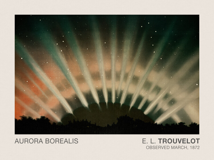 Plagát Aurora Borealis (Stargazing / Vintage Space Station / Astronomy / Celestial Science Poster) - E. L. Trouvelot
