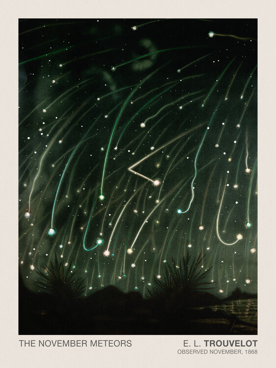 Schilderij op canvas The November Meteors (Stargazing / Vintage Space Station / Astronomy / Celestial Science Poster) - E. L. Trouvelot