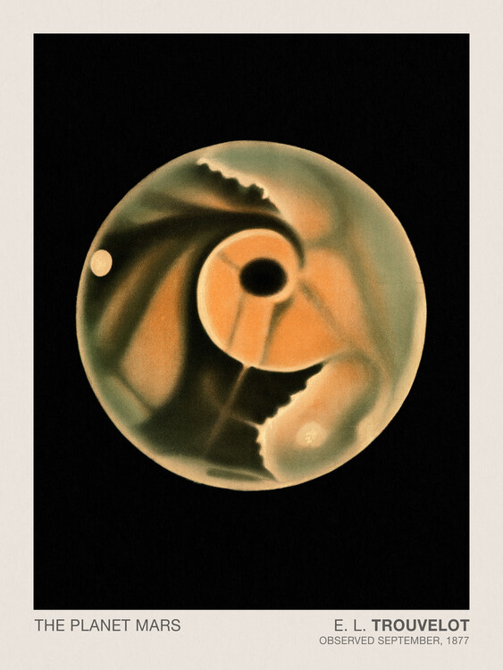 Plagát The Planet Mars (Stargazing / Vintage Space Station / Astronomy / Celestial Science Poster) - E. L. Trouvelot