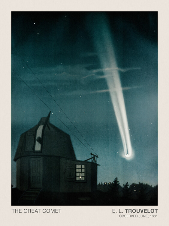 Plagát The Great Comet of 1881 (Stargazing / Vintage Space Station / Astronomy / Celestial Science Poster) - E. L. Trouvelot