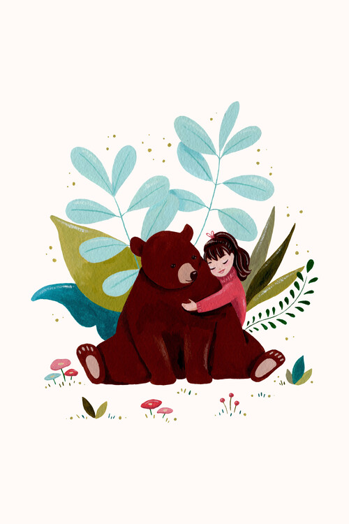 Canvas Print Fantom Fifi Art - Bear and Girl