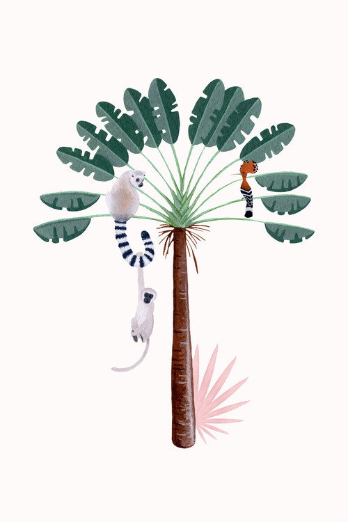 Canvas Print Fantom Fifi Art - Botanical Illustration Two Monkeys