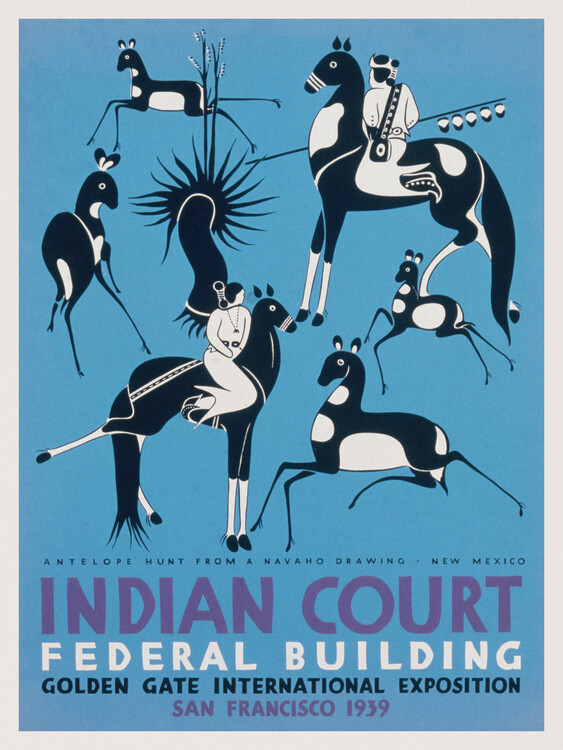 Poster Antelope Hunt from a Navaho Drawing - Golden Gate International Exposoition, San Francisco (Vintage Graphic Ad Poster)