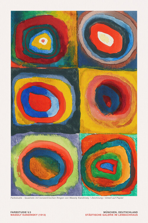 Poster Colour Study V.3 (Abstract Vibrant Colourful Circles, 3 of 4) - Wassily Kandinsky