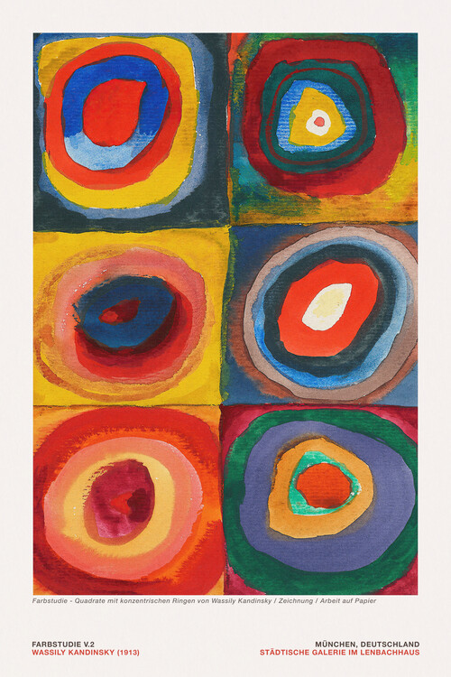 Poster Colour Study V.2 (Abstract Vibrant Colourful Circles, 2 of 4) - Wassily Kandinsky