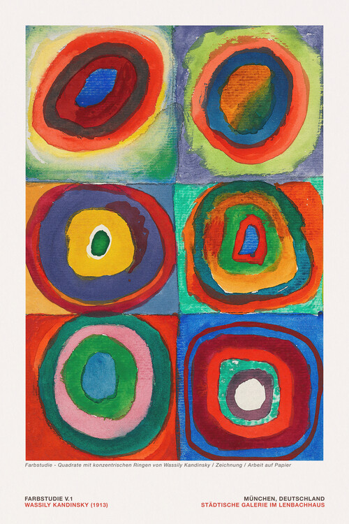Poster Colour Study V.1 (Abstract Vibrant Colourful Circles, 1 of 4) - Wassily Kandinsky