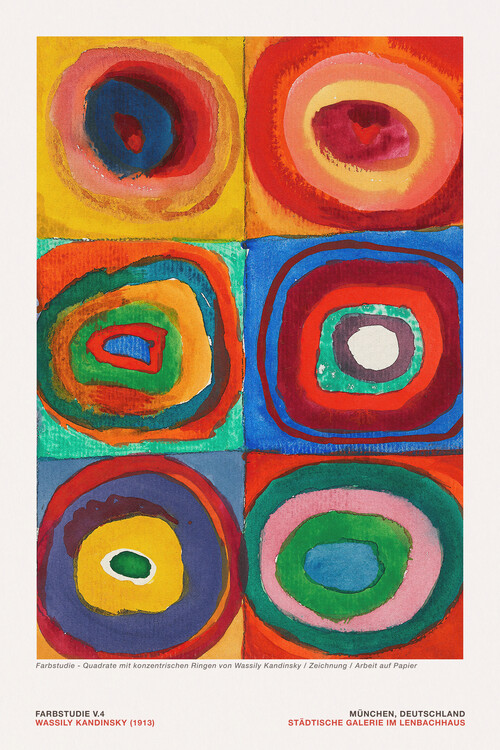Canvas Print Colour Study V.4 (Abstract Vibrant Colourful Circles, 4 of 4) - Wassily Kandinsky