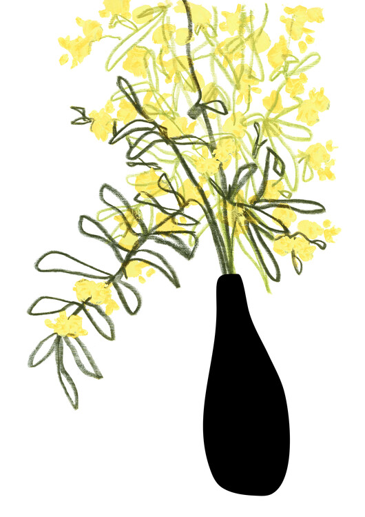 Poster Yellow blooms in a vase