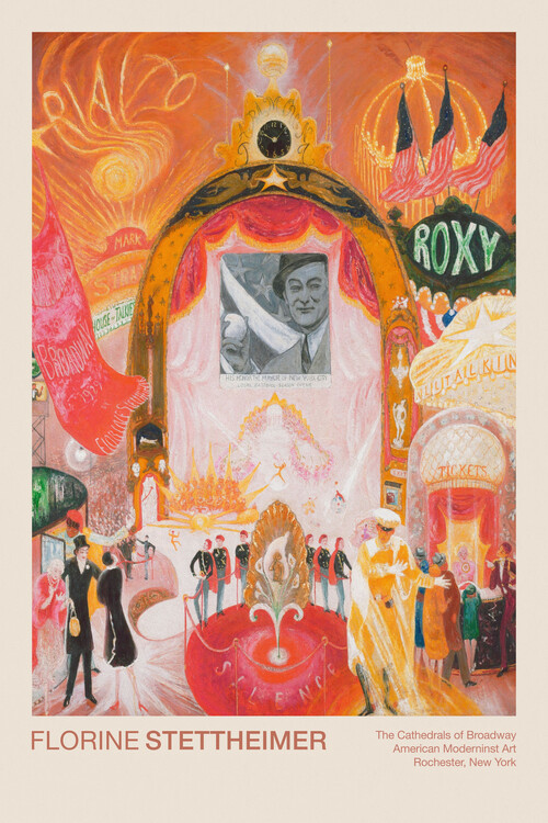 Canvas Print The Cathedrals of Broadway (Retro / Festive / Camp / Pink / Shopping) - Florine Stettheimer