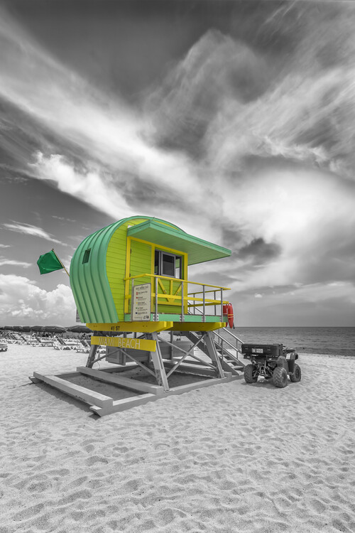 Juliste MIAMI BEACH Green Florida Flair