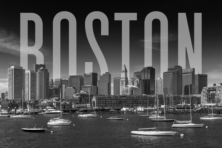 Juliste BOSTON Monochrome Skyline