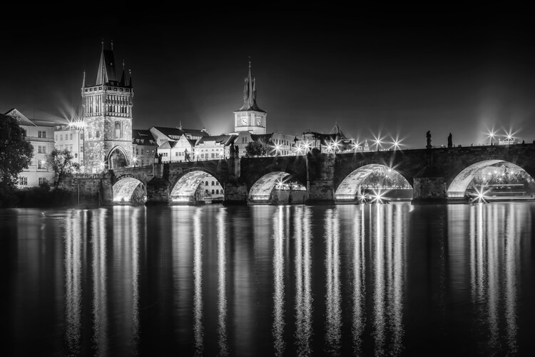 Poster Night impression of Charles Bridge in Prague