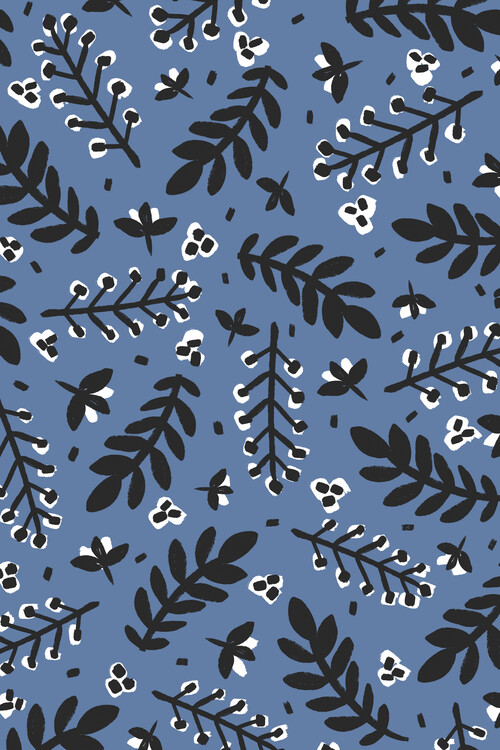 Tapet Branches And Berries (Blue)