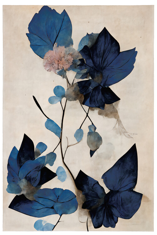 Poster Blue Dry Flowers
