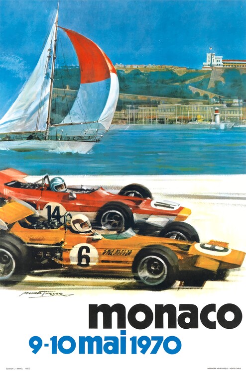 Poster 1970 Monaco Grand Prix Racing Poster