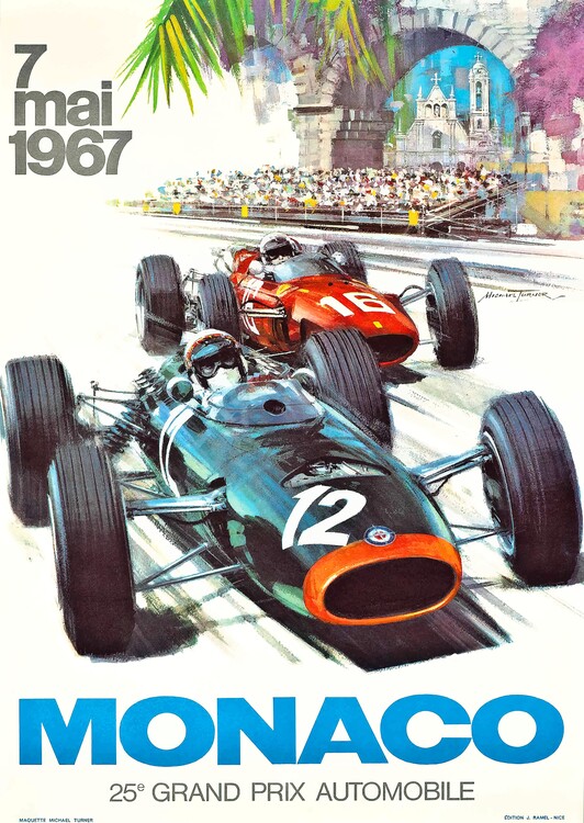 Poster 1967 Monaco Grand Prix Racing Poster