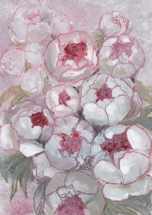 Poster Nuria painterly peonies in pink