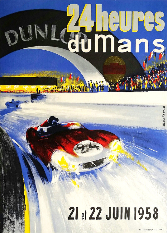 Poster 1958 24h Le Mans Grand Prix Automobile Race Poster