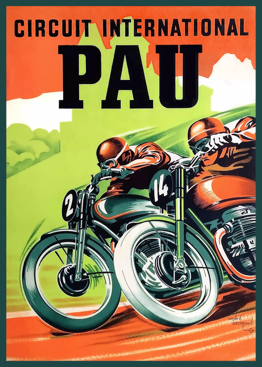 Poster 1951 Pau Grand Prix Motorcycle Race